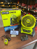 Ryobi 18V Cordless 7-1/2 in. Bucket Top Misting Fan Kit ONE 1.5Ah Battery & Charger Q459X14