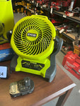 Ryobi 18V Cordless 7-1/2 in. Bucket Top Misting Fan Kit ONE 1.5Ah Battery & Charger Q459X14