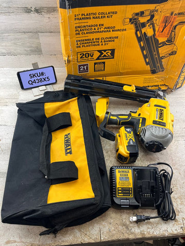 USED Dewalt 20V XR 2-Speed 21 Degree Plastic Collated Framing Nailer Kit 4Ah Battery