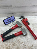 USED Milwaukee 3 Pc Lot TWO 3lbs Sledge Hammer & 14 in. Steel Pipe Wrench