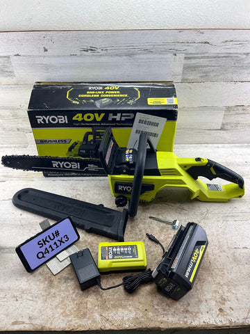 USED Ryobi 40V HP 16 in. Battery Chainsaw Kit 4Ah Battery & Charger