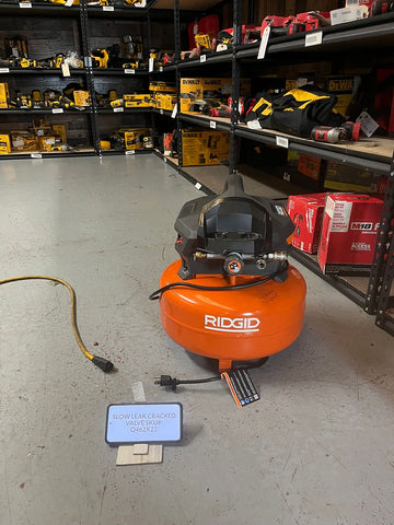 NEEDS REPAIR CRACKED VALVE Ridgid 6 Gallon 150 PSI Portable Pancake Air Compressor