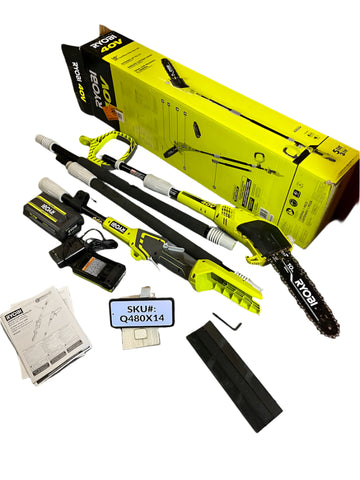 USED Ryobi 40V 10 in. Cordless Pole Saw Kit ONE 2Ah Battery & Charger RY40560